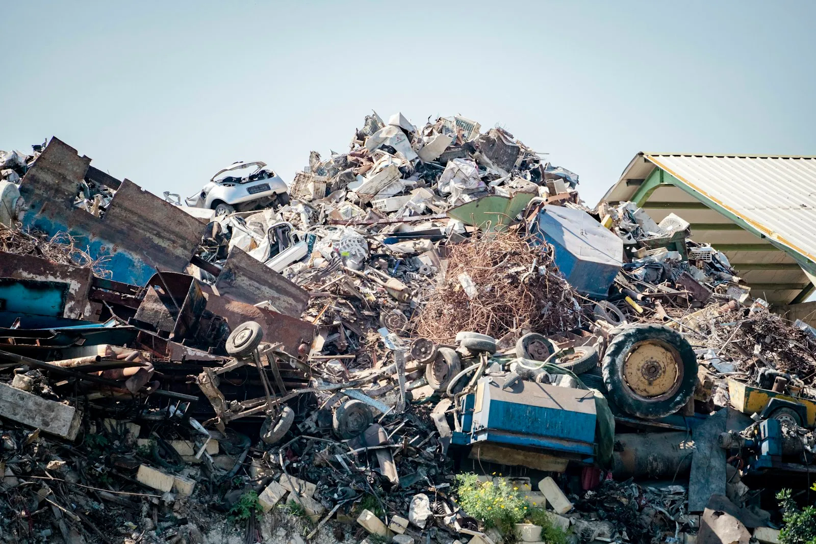 An aerial view of a sorted scrap metal yard